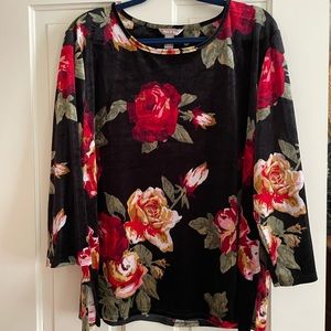 Velour 3/4 sleeve top